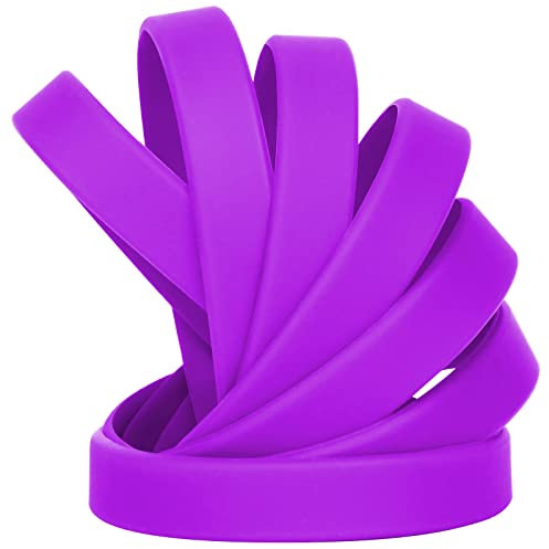 LVNRIDS 50 pezzi Braccialetti in Silicone Viola, 18 cm Riutilizzabile Braccialetti Elastici in Gomma per Bambini e Ragazzi, Bracciale Colorati per Feste, Eventi, Festival Musicali,Sport