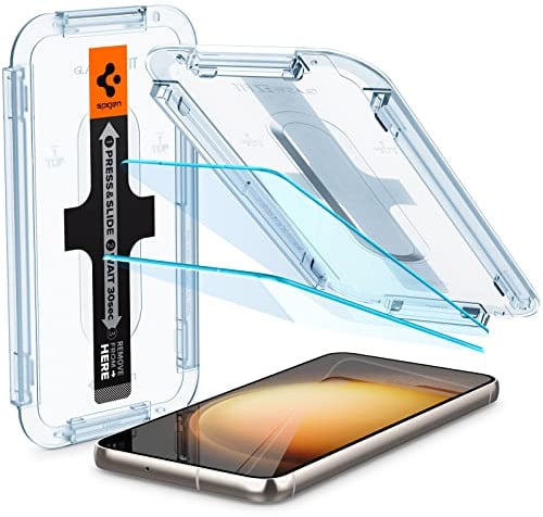 Spigen Glas.tR EZ Fit Hartglas, kompatibel mit Samsung Galaxy S23, 2 Stück, kratzfest, 9H Displayschutz