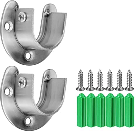 YSTrillion 2 Stück Edelstahl U-förmige Halterung,Rundrohr Halterung for Schrankrohr Stange,Kleiderschrank Kleiderstange für Kleiderbügel,Duschvorhangstange 32mm