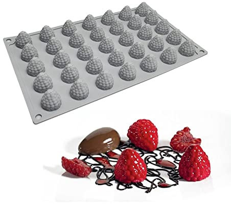 mostsom Molde de silicona de frambuesa 3D de 35 cavidades para fondant, chocolate, caramelo, pasta de goma, arcilla polimérica, resina, cocina, hornear, azúcar, manualidades, pasteles, cupcakes,