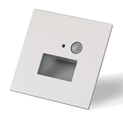 INNOVATE LED Einbaustrahler 230V mit Bewegungsmelder Licht [ColourSwitch Weiß] Wandleuchte Innen LED Strahler I Lampe mit Bewegungsmelder Innen Indirekte Beleuchtung (Eckig - Auslass Eckig)