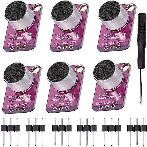 Youmile 6 pcs Microphone Module Electret Microphone Amplifier Module MAX4466 Adjustable Gain Preamplifier Blue Breakout Board with screwdriver for Arduino