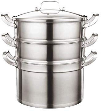 OQHAIR Cooking Plus Steamer 304 Vaporizador de Acero Inoxidable ThreeLayer Steamer Steamer Estufa de Gas Espesada con Cocina de inducción