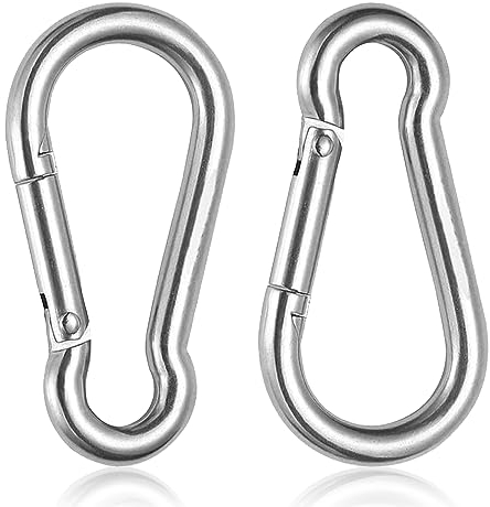 2 Pezzi Moschettoni Acciaio Inox, M10 Moschettoni, Moschettone Multifunzione, Moschettoni Pompieri, Ganci a Moschettone, Moschettoni Heavy Duty per Esterni, Viaggi, Campeggio, Casa e Pesca