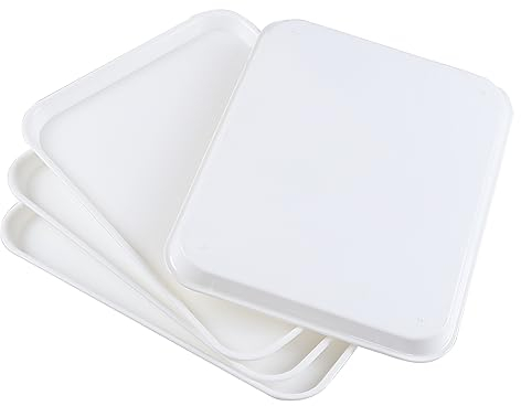 Asking 4 Packs Plastic Fast Food Serving Trays, Rectangular Fast Food Trays, White