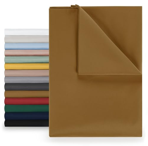 Blumtal Basic Bettlaken 220x275cm - Pflegeleichtes Betttuch aus weichem, gebürstetem Mikrofaser-Gewebe, ohne Gummizug, Pumpkin Spice