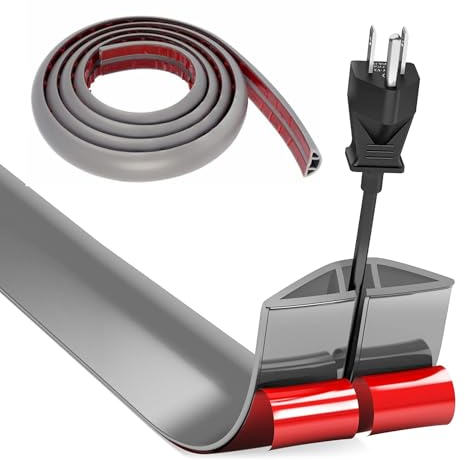 Cache Cable Sol, Petit Canal de Câble Flexible, 1M x 3cm Protege Cable Sol, Goulotte Passe Cable Sol Silicone, Cache Fil Électrique Sol Auto-Adhésif pour Tous Les Câbles(Gris)