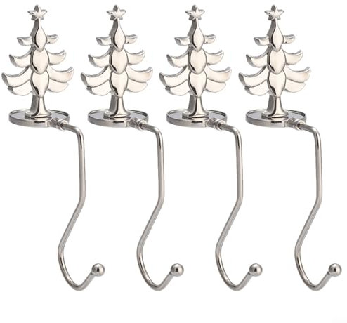 CWOQOCW 4 Stück Regalhalter für Weihnachtsstrumpf, Kaminhaken, Aufhänger für Weihnachtsfeier, Dekoration und hängende Handtaschen (Baum)