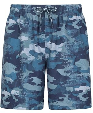 Mountain Warehouse Aruba Printed Mens Swim Shorts - Lightweight Swimming Trunks, Internal Mesh Short Trousers, UV Protect Board Shorts - Spring Summer, Beach, Pool Light Blue (Printed) XXS