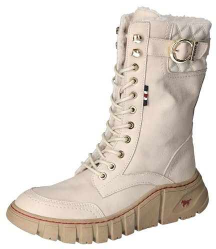 MUSTANG Damen 1499-605 Schnuer-Stiefel, Ivory, 38 EU