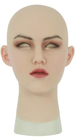 Roanyer Maschera in silicone per viso femminile, con cappuccio, realistica, morbida, finta maschera per crossdresser, drag queen, transgender, Halloween, cosplay, costume (maggio-naturale)