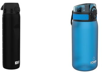 Ion8 1 Litre Water Bottle, Leak Proof, Flip Lid, Carry Handle, Rapid Liquid Flow, Dishwasher Safe & Kids Water Bottle, 350 ml/12 oz, Leak Proof, Easy to Open, Secure Lock, Dishwasher Safe