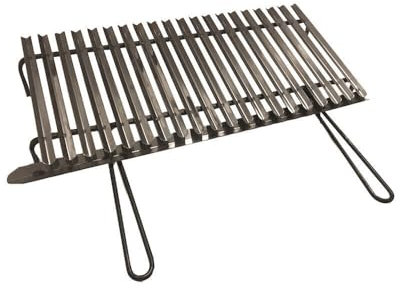 Graticola in acciaio inox, griglia per barbecue con sistema recupera grassi con piedini in ferro 70x35cm