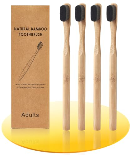 Dimiff Nano Zahnbürste 4er Set, 20.000 Ultra Soft Borsten, Bpa-Frei,Umweltfreundlich, Erwachsene Vegane Bambus Handzahnbürste