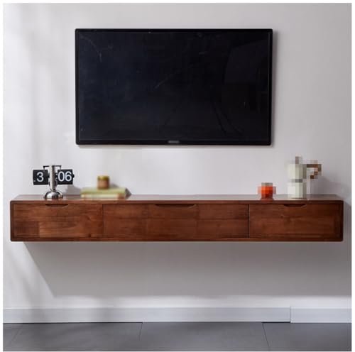ASKLFNEI Floating TV Console, Parete-Montato Media Console TV Mobile Galleggiante TV Stand Entertainment Shelf con Porta E Stoccaggio (Bianco)(Brown,180cm)
