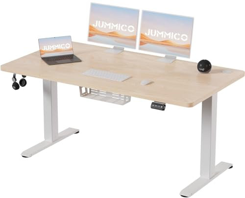 JUMMICO HöHenverstellbarer Schreibtisch 140x60cm, Schreibtisch HöHenverstellbar Elektrisch mit 2-Memory-Steuerung und Antikollisions Funktion (Beige)