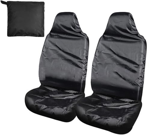 Dokeno 2 Stück Universal Autositzbezüge, Sitzschoner für Autositze Sitzbezug Auto Vordersitze Wasserdicht Schwarz Autositzschoner Vordersitz für Die Meisten Autos, Vans Und Lastwagen