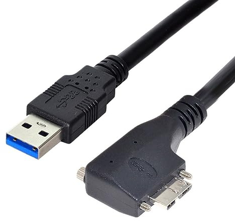 chenyang Micro USB 3.0 Kabel USB 3.0 Stecker auf Micro B Stecker 90 Grad nach links abgewinkeltes Datenübertragungs Verlängerungskabel mit Montageplattenschrauben 5.0M