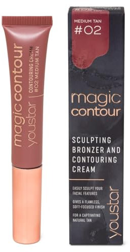 youstar MAGIC CONTOUR Contouring Cream - 02 Medium Tan | Perfekt definierte Konturen, Cremige Textur für ein makelloses Finish, Mit Kissenaplikator für ein leichtes Auftragen