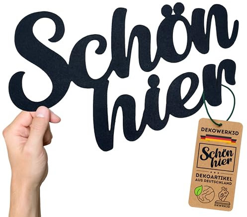 Schön Hier Schriftzug - Schön Hier Schild Deko - Wohnzimmer Wanddekoration - Wohnzimmer Wand Dekoration - Wandtattoo - Wandsticker - Aufkleber - Wanddeko für zu Hause (L)