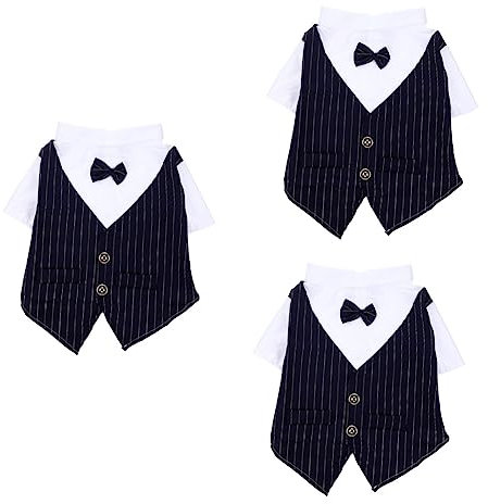 3St Haustieranzug formeller Hundeanzug Smokingweste für Hunde Hundeweste Dog Costume hundekostüme für Hunde hochzeitskleid Hund hochzeitsdeko männliche Hundekleidung Polyester Navy Supvox