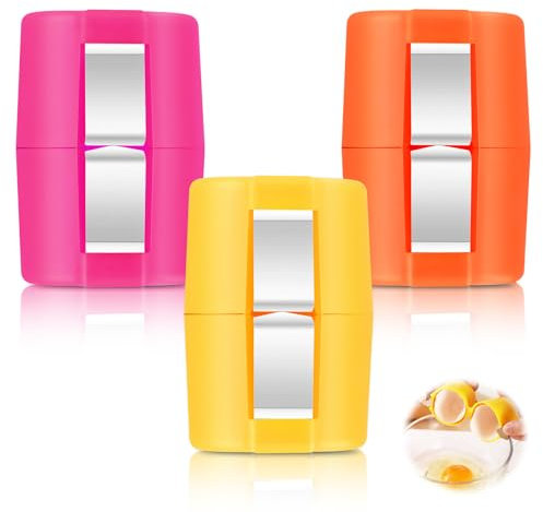 3 Stück Tragbares Eierschalenöffner, Eierschäler für Gekochte Eier, Eieröffner für Rohe Eier, Egg Shell Opener für Zuhause und Restaurant, Küchenhelfer (Gelb + Orange + Rosa)