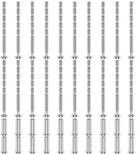 20PCS M4 Door Handle Bolt Through Fixings, M4 Screw Connecting Bolts & Sleeves, Door Handle Screws, Nickel Plated Screws Suitable for Escutcheons, Door Handle, Cabinet, Drawers