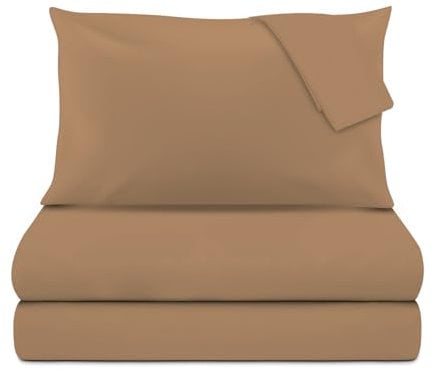 KASANOVA Completo Letto Matrimoniale Cotone Raso Marrone