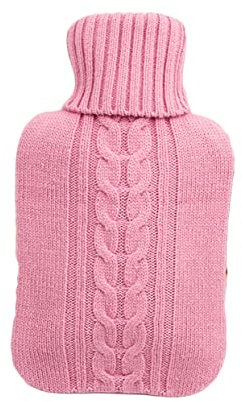 Beaupretty 1l Pink Knitted Hot Water Bottle Cover Stitch Pattern, Soft Insulating Sleeve for Pain Relief and Warmth, Suitable for Women and Cold Weather Use
