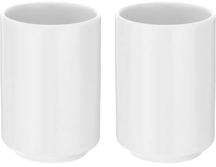 QUARKZMAN 2 Tasses à Thé Japonaises en Céramique 8oz / 240ml Couleur Unie Sans Anse Tasses à Thé en Céramique Émaillées Mat pour Matcha Thé Blanc Café Boissons, Blanc