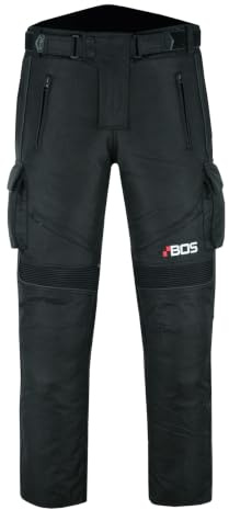 BOSmoto Motorradhose Herren wasserdicht – Textilhose mit CE-Knieprotektoren, herausnehmbarem Thermofutter & Cargo-Taschen für Touring, Schwarz