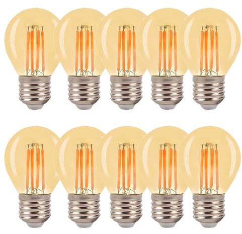 WULUN Vintage E27 4W LED Edison Kugellampe, Edison G45 Birne Bernstein warm weiß, 400 Lumen, ersetzt 40W Glühlampe, nicht dimmbar, 10pcs Pack