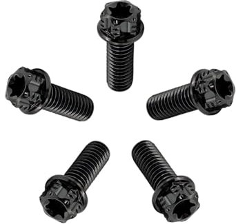 Dunxiles Bolzen M10 x 1,25 x 25 mm Torx für Motorräder Sechskantkopf Doppelantrieb Schwarze Titanflanschschraube 5er-Pack