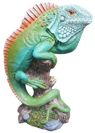 Aspinaworld Gartenfigur Leguan 16 cm grün auf AST – wetterfeste Leguanfigur kletternd, Reptilfigur Tierfigur Kunstharz