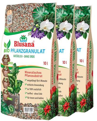 Blusana Mineralisches Pflanzsubstrat für Pflanzen | 6 Monate vorgedüngt | 30 Liter Bims Lava-Stein Zeolith Ton Mix | Granulat fein-mittel Körnung 2-5 mm | pH neutral Hydrokultur Drainage & Dekoration