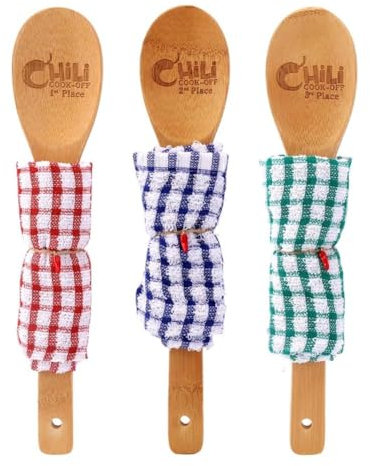 Yominerr Premi Chili Cook off 3 Pezzi 1° 2° 3° Classificato Set di Trofei in Legno A Forma di Cucchiaio da Cucina