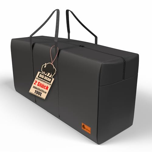 2x Extra Große Aufbewahrungstasche 100×55×35 cm 190 l Faltbare Tragetasche | Tasche mit Reißverschluss – Robuste Aufbewahrung für Kleidung, Bettwäsche, Umzug, Camping und mehr