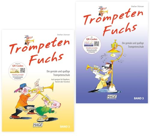 Trompeten Fuchs Band 2 und Band 3 (EH-3802, EH-3803, 9783866260795, 9783866260801) mit Online-Audio + Pflegetuch aus Mikrofaser (Starterset)