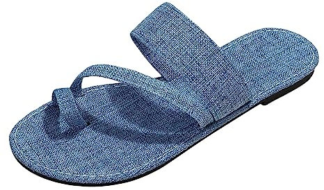 Générique Estate Taglia 8 Sandali bassi a punta piatta in denim tinta unita per le donne Stivali Alti Marrone Per Con Tacco, blu, 40 EU
