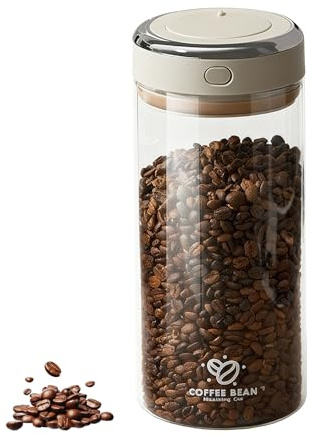 Carreuty 1700ML Airtight Coffee Canister with One-way CO2 Valve, Borosilicate Glass Coffee Jar with Date Tracker, Wide Mouth Coffee Bean Storage Container for Kitchen Sugar Tea Nuts