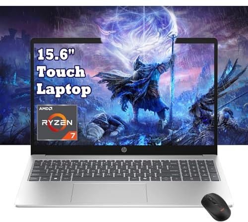 HP Pavilion 15.6 FHD Touchscreen Business Laptop, AMD Ryzen 7 7730U, 16GB RAM, 512GB PCIe SSD, Numeric Keypad, Webcam, Wi-Fi 6, HDMI, Windows 11, W/Mouse