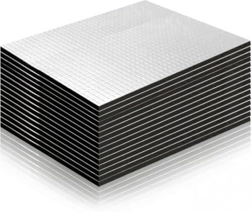 Eulihent Lot de 15 Isolant Thermique Voiture 250 x 180 x 5mm Isolant Phonique Voiture Auto-Adhésif Tapis D'Isolation Phonique pour Moteur, Voiture, Porte, Fenetre