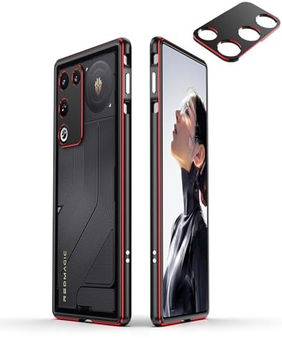 Oshmirian Case for REDMAGIC 11 Air – Metal Frame Gaming Phone Case,Shockproof Heat Dissipation Bumper,Anti-Drop Scratch-Resistant Aluminum Alloy Protective Cover[Black+Red]