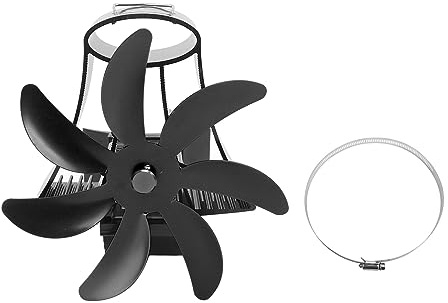 XZXCVN Ventilateur Poêle à Bois 7 Lames, Ventilateur Silencieux Chauffage, Montage Magnétique Pour Conduit De Cheminée - Distribution Efficace De Chaleur, Économie D'énergie, Confort (Noire)