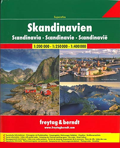 Skandinavien Superatlas, Autoatlas 1:250.000 - 1:400.000: Norwegen, Schweden, Dänemark, Finnland (freytag & berndt Autoatlanten)