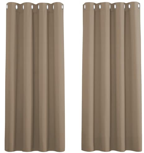 PONY DANCE Wärmeisolierende Vorhänge mit Ösen Wohnzimmer Gardinen Blickdicht 2er Set H 137 x B 117 cm Thermovorhänge gegen Hitze Verdunklungsgardine, Cappuccino