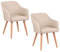Kingpower Stühle Esszimmerstühle Armlehnstuhl Polsterstuhl Stoff Sessel mit Armlehne Echtholz Stuhlbeine in 2er, 4er, 6er, 8er Set, Auswahl:2 Sessel - beige