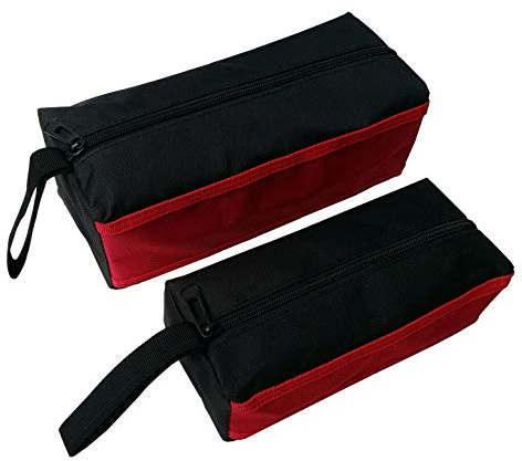 Copechilla 2PCS Portable Tool Bag Black with red,Large:25X10X10CM,Small:20X8X7CM,1680D Material high Density Waterproof wear Resistant,with Hanging Strap and Zipper
