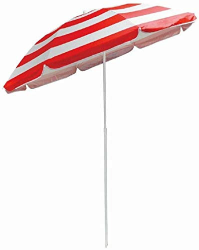 Unibos Garden Beach Patio Camping Picnic Tilting Tilt Multi Coloured Umbrella Parasol Sun Shade Protection UPF40 (Red Stripe)
