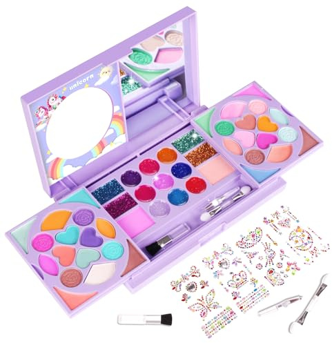 Kids Makeup Kit for Girls Real Washable Cosmetic 3+ Year Girl Birthday Gifts Pretend Play Toys for Girls 4-6, 6-8, 8-10 Non-Toxic